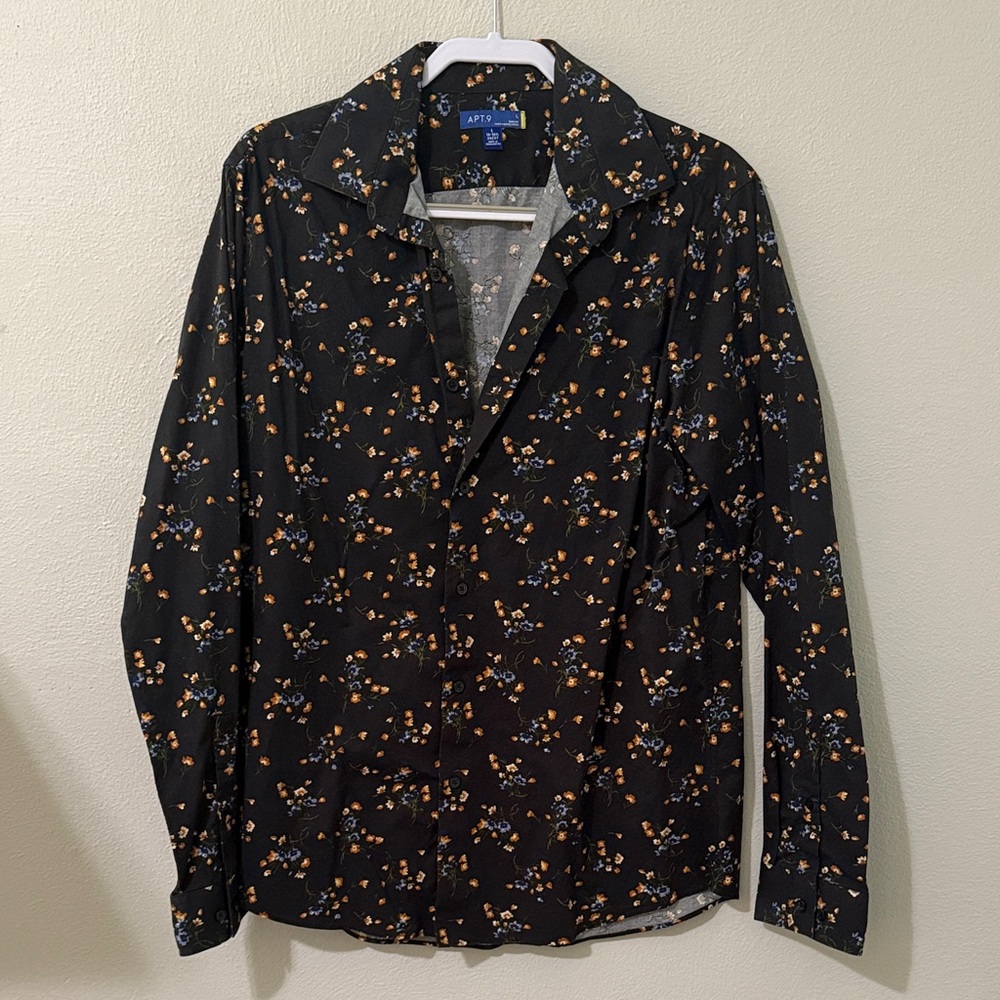 Apt 9 Men's Black Floral Dress Shirt